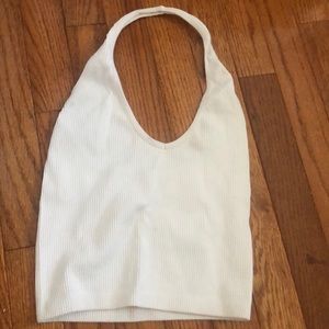 WHITE HALTER TOP CROP TOP